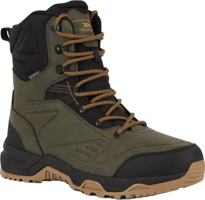 A single green and black winter boot.
