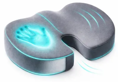 Produktbild von Orthopädisches Sitzkissen mit Memory-Schaum, ergonomisches Steißbeinkissen, Druckentlastung bei Rückenschmerzen, abnehmbarer und waschbarer Bezug.