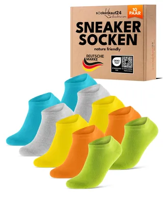 Produktbild von Sneaker Socken Herren Damen Baumwolle - 70102T Grün/Gelb/Blau/Orange/Grau 39-42 10 Paar