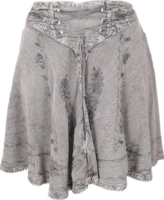 Produktbild von Bestickter Boho Minirock - Grau, Damen, Viskose, Röcke