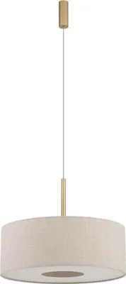 Produktbild von Hängeleuchte Metall Stoff Ø 50 cm H: max. 130 cm in Gold gebürstet Creme E27 rund Modern Hängelampe