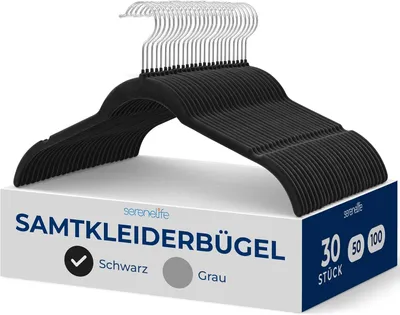 Produktbild von SereneLife Bügel, 30 Stück- Hemdenbügel, Kleiderbügel Platzsparend aus Samt, Kleideraufbewahrung & Organisation, Hangers Clothes mit 360°