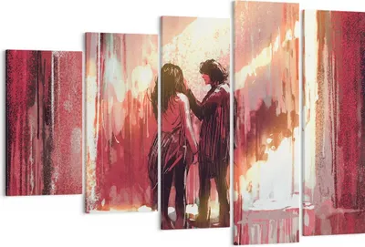 Produktbild von Bild auf Leinwand - Leinwandbild - Paar künstlerisch illustration liebhaber - 150x100cm - Wand Bild - Wanddeko - Leinwanddruck - Bilder - Kunstdruck - Leinwand bilder - Wandkunst - EG150x100-3198