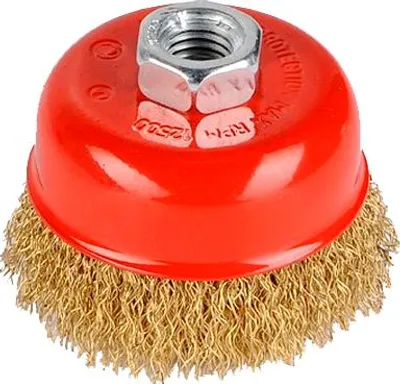 Image de Brosse métallique rotative laiton soucoupe Ø 75 mm pour meuleuse