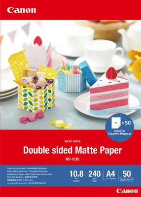 Produktbild von Canon MP-101D Double sided Matte Paper, A4, 50 Blatt, Matt, 240 g/m², A4, 10.8 µm, 50 Stück(e)