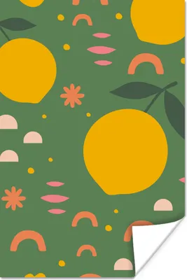 Produktbild von MuchoWow® Poster Zitrone - Zitrusfrüchte - Muster 80x120 cm - Papierdruck