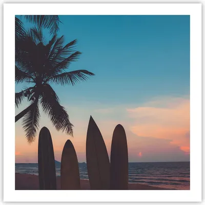 Produktbild von Poster - Poster ohne Rahmen - Strand Meer Palme - 60x60 cm - Wand Bild - Wanddeko - Wandbilder - Kunstposter - Wandposter - Bilder - Kunstdruck - Wanddekoration - Wandbild - P2XAC60x60-4080