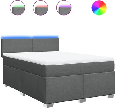Produktbild von vidaXL Boxspringbett mit Matratze Dunkelgrau 140x200 cm Stoff