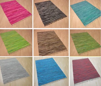Produktbild von Teppich Fleckerl Fleckerlteppich Handwebteppich UNI Baumwolle Handweb Waschbar Farbe: Braun gestreift Größe: ca. 80x150 cm