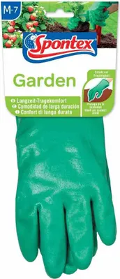 Produktbild von Spontex Gartenhandschuhe Garden, Damenhandschuh, für feuchte Gartenarbeit, Nitril, Klettverschluss Größe:7