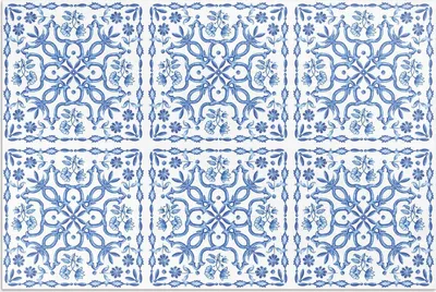 Produktbild von Dekorative Fliesen mit Pflanzenornamenten – Vinylteppich – 140x210 cm – Outdoor Teppich – Terrasse – Wetterfest – Modern