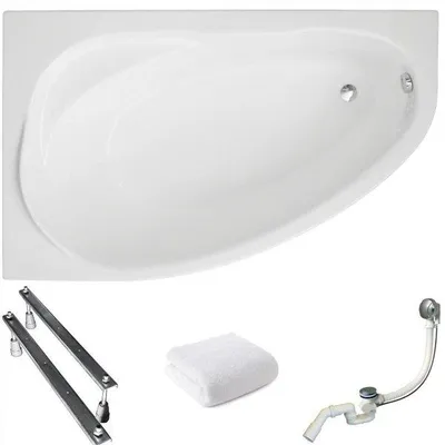 Produktbild von Aqua For You | Polimat Asymmetrische Badewanne Marea - 150x100 Cm - Antibakterielle Beschichtung - Eckbadewanne - Links Seite - Acryl - mit Siphon
