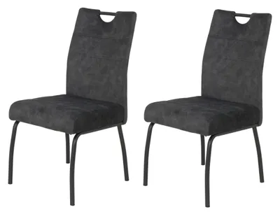 2 Esszimmerstühle Samt Anthrazit XL Sitzfläche Federkorb 140 kg