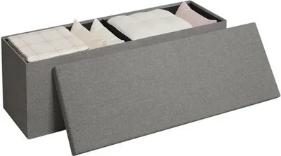 Image de Banc multifonctionnel avec espace de rangement et structure pliable, gris foncé