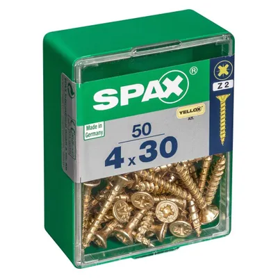 Immagine prodotto di Set di 50 viti in acciaio a testa svasata pozidriv SPAX, Diam.4 mm x L.30 mm