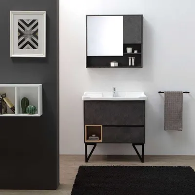 Produktbild von Industrial Style Badezimmermöbel in 80cm mit Spiegelschrank | Vienna