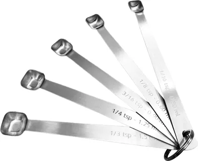 Produktbild von 1 Set Messlöffel, Lebensmittelqualität, polierte Oberfläche, rostfrei, hochpräzise, klare Skala, Edelstahl, Gewürzpulver, winziger Messlöffel, Küchenbedarf