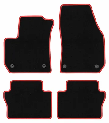 Obrázok produktu pre Velúrové autokoberce pre: Opel Zafira B 2005-2014 (minivan) – sada 4 ks, čierno-červené, na mieru – Wielganizator CARLUX – verzia W0102