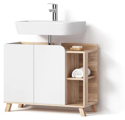 Image de Meuble sous vasque Livinity Marano Sonoma/Blanc 80x65cm avec 2 portes, Model 62516