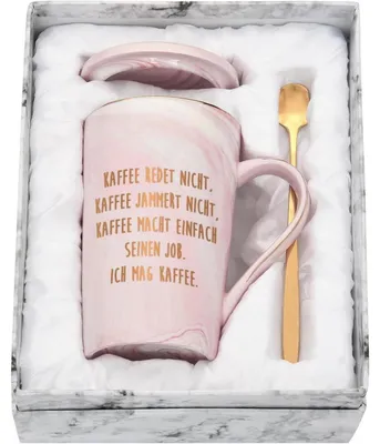 Productafbeelding van Koffiemok met tekst, 400 ml, roze marmerlook, cadeau-idee
