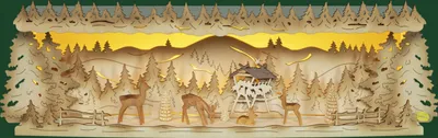 Produktbild von Schwibbogen LED Schwibbogenerhöhung Rehe im Wald BxHxT 58x18x14,5cm NEU