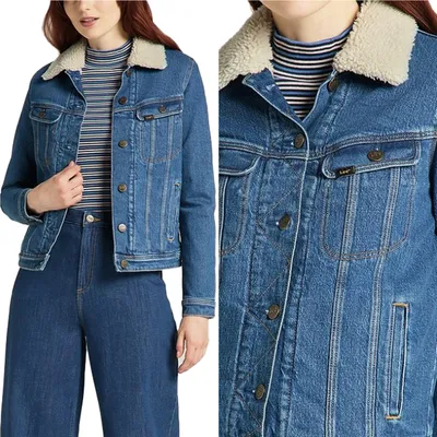 Produktbild von LEE Damen, Jeansjacke SHERPA RIDER, L, Blau, jeansmantel, , jeansjacken