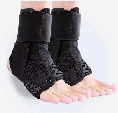 Produktbild von Unisex-Knöchelbandage bei Verstauchung, professionelle Sportbandage, atmungsaktive Knöchelstütze – Schwarz – mittleres Paar