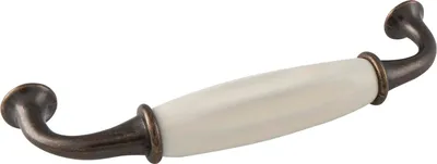 Produktbild von Griff Nysa LA 128 mm, Breite 145 mm, Keramik/ZN elfenbein/bronziert