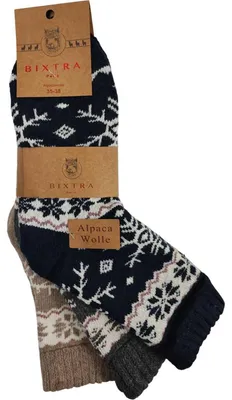 Produktbild von 3 Paar Damen Alpaka Socken Wollsocken Wintersocken, Mix4/39-42
