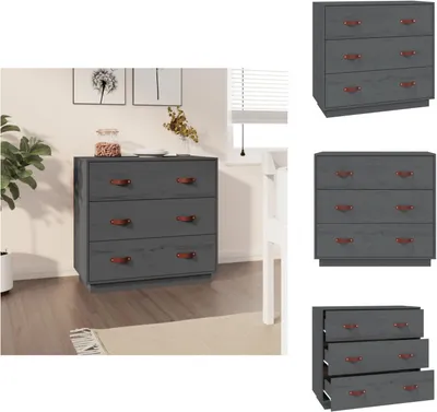 Immagine prodotto di vidaXL Credenza grigia 80x40x75 cm in legno di pino massiccio - Credenze
