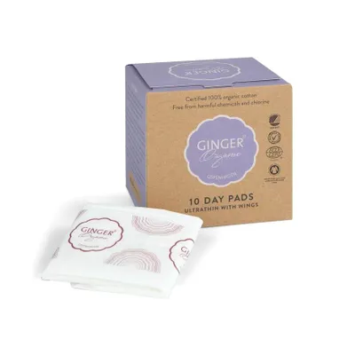 Produktbild von Ginger Organic Monatsbinden mit Flügeln - 10 Stück