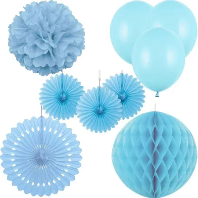 Produktbild von Partydeko hellblau Partyset Geburtstagsdeko Feier hellblaue Partyartikel Geburtstag Hochzeit