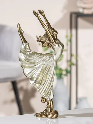 Produktbild von Gilde Figur, Ballerina, Dancer, Kunstharz, champagnerfarben, goldfarben, VE 2 Höhe: 31.50 cm Breite: 14.00 cm Tiefe: 8.00cm 52630