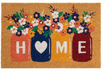 Image de HowHomely : Paillasson en fibres de coco, antidérapant, à motifs floraux, 60x40 cm