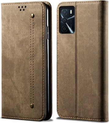 Produktbild von OPPO A16 Hülle, Leder Brieftasche Flip Bookstyle Schutzhülle mit Standfunktion für OPPO A16 Khaki