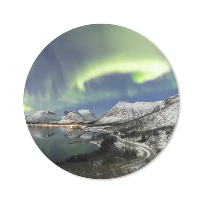 Produktbild von MuchoWow® Mauspad Mousepad Nordlichter - Meer - Berge 50x50 cm - Mousepads - Maus Mat - Pad - Mausunterlage - Vinyl