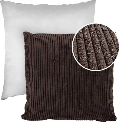 Produktbild von Dekokissen 60x60cm Kissenhülle mit Füllung Kissenbezug mit Reißverschluss Einfarbig Cordsamt Dunkelbraun