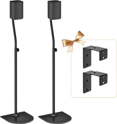 Produktbild von Lautsprecherständer, Set mit 2 Stück - Standfüße für Lautsprecher hinten - Heimkino-Sound – Höhenverstellbar – bis 107 cm – Schwarz