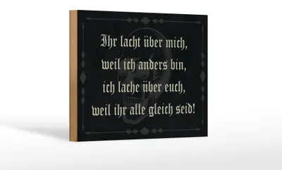 Produktbild von Holzschild Spruch 18x12cm ihr lacht weil ich anders bin