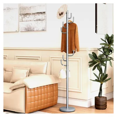 Produktbild von Höhenverstellbarer Garderobenständer 175 CM mit 8 Haken, freistehende Garderobe für Eingangsbereich, Schlafzimmer und Flur
