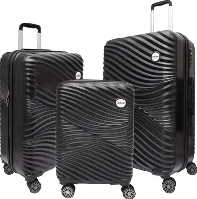 Produktbild von BIGGDESIGN Moods Up 3-teiliges Kofferset Schwarz - Größen: 20", 24", 28" - Hochwertige Verarbeitung für Vielreisende, Hochbeständiges und Langlebiges ABS-Material, 360° Drehbare Räder aus Silikon, Sicheres Reisen mit Speziellem Schließsystem
