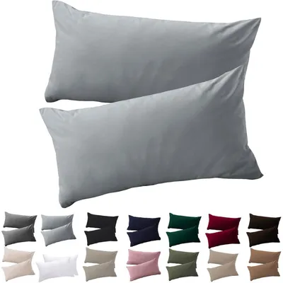 Produktbild von Kissenbezug 40x70 cm 2er Set Grau 100% Mikrofaser mit Reißverschluss