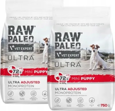 Produktbild von RAW PALEO Ultra Mini Puppy Beef - Trockenfutter für Welpen kleiner Rassen - 750 g
