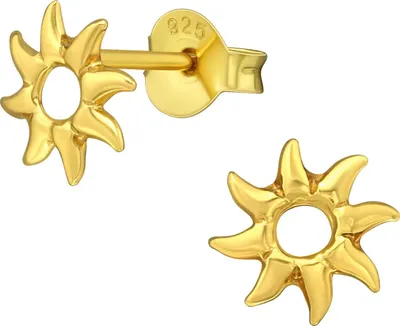 Produktbild von Ohrringe Ohrstecker 925 Sterling Silber vergoldet mit Sonne