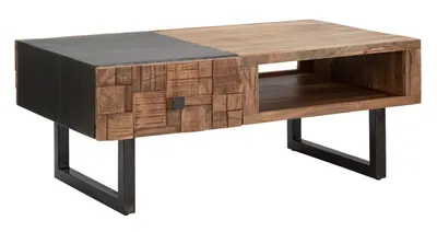 Produktbild von Brauner Couchtisch aus Holz mit Schubladen 110x60x43 cm