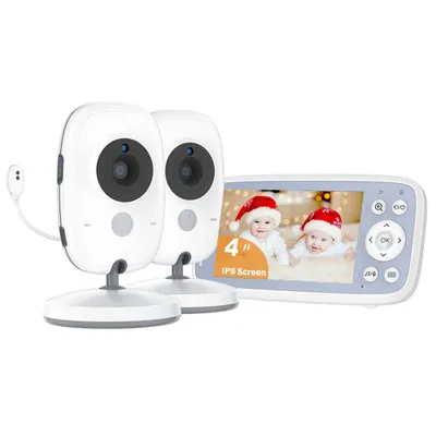 Obrázek produktu pro Dětská chůvička se 2 kamerami 4" digitální IPS obrazovka Bezdrátová dětská chůvička s kamerou Režim VOX Interkom Noční vidění Zobrazení teploty Sledování videa