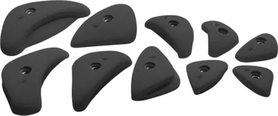 Set von 10 schwarzen L-Klettergriffen von Ocun; geeignet für Kletterwände.