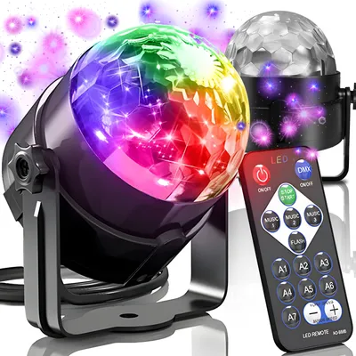 Produktbild von LED Discokugel Lichteffekte Musikgesteuert 3 Farbe RGB Kinder Party Beleuchtung Lichteffekte Bühnenbeleuchtung 3W Fernbedienung Dekoration Club Retoo