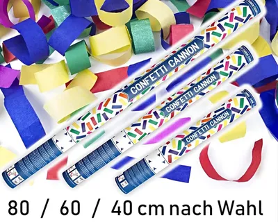Productafbeelding van PartyDeco TUKN80, Confettikanon, Meerkleurig, Streepjes, Papier, 800 mm, 1 stuk