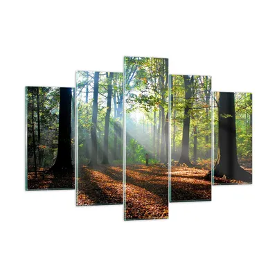 Produktbild von Bilder auf glas - Wald Blätter Sonne - 150x100cm - Glasbilder - Wandbilder - Kunstdruck - zum Aufhängen bereit - Wanddekoration aus Glas - Glas Bilder - Wandbild auf Glas - 5 Teile - GEA150x100-0136